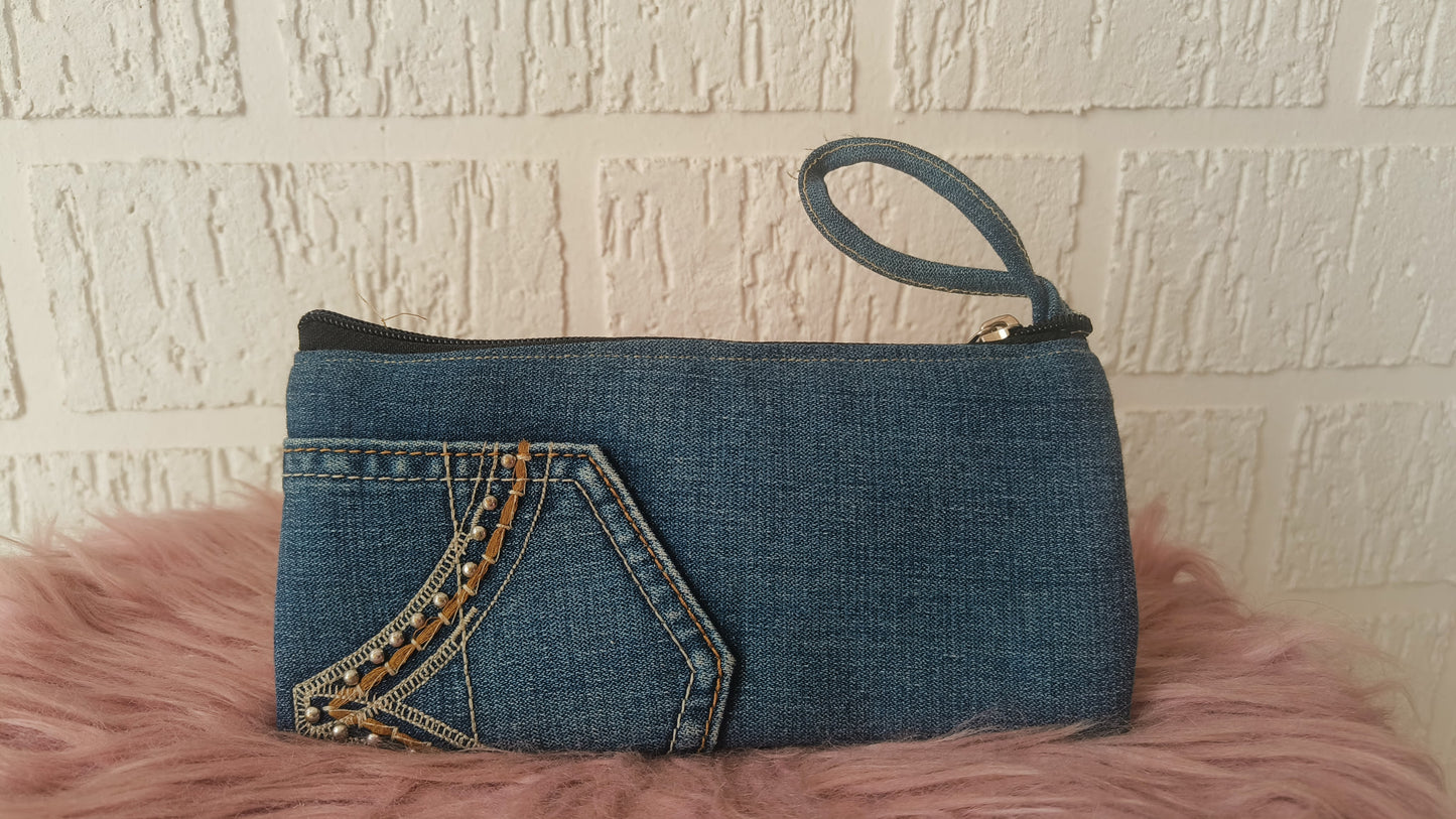 Upcycled Denim Pouch - A Stylish Eco-Friendly Accessory