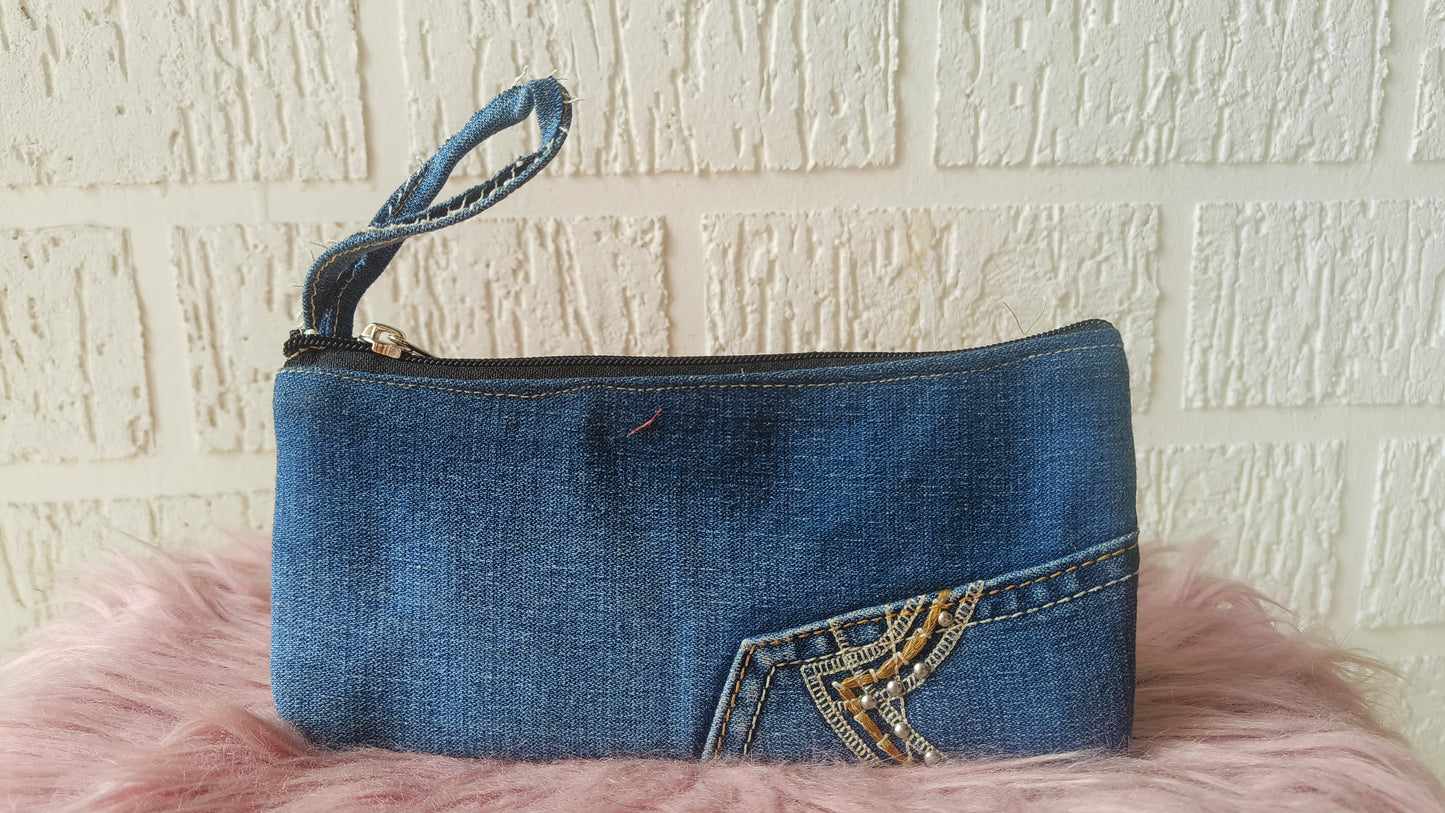 Upcycled Denim Pouch - A Stylish Eco-Friendly Accessory