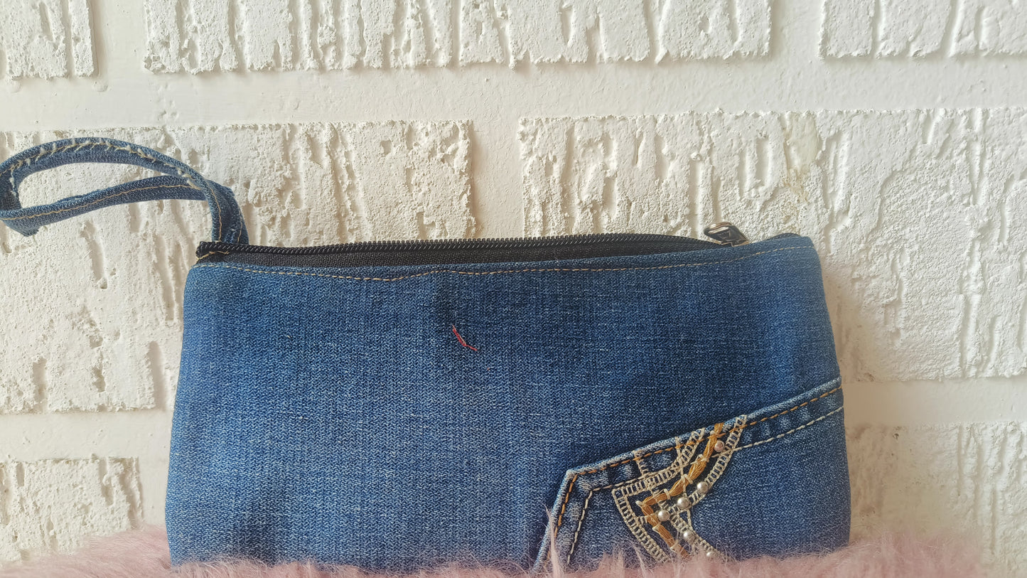 Upcycled Denim Pouch - A Stylish Eco-Friendly Accessory